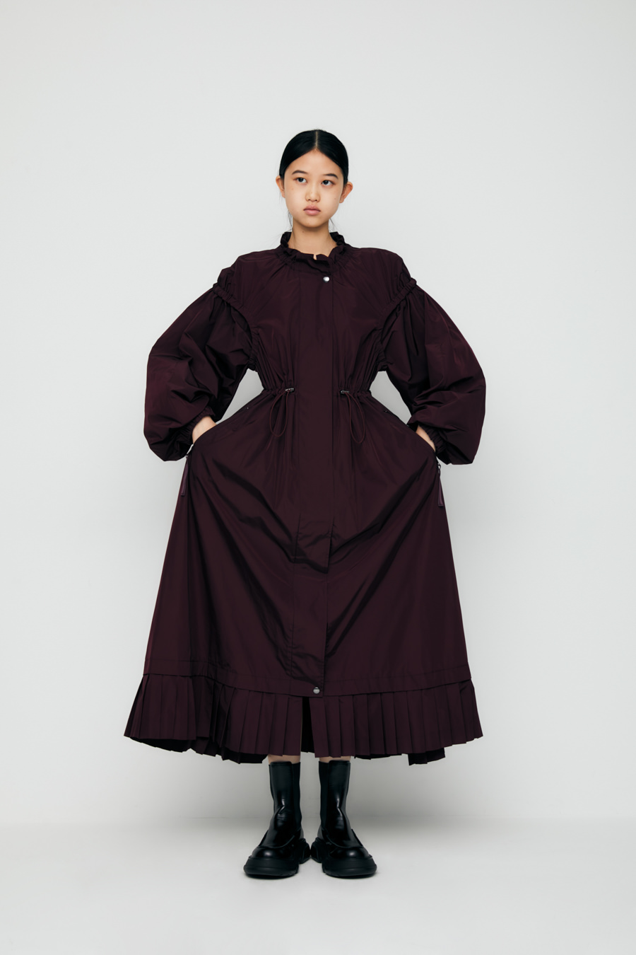 美品。エンフォルド  黒 ENFOLD(エンフォルド)｜PEツイル ゴムジョッパーズパンツ